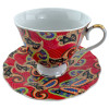 Уценка Сервіз фарфор (6ZE1049) 6 чашок +6 блюдець "Червоний" (6 шт. в ящ.)