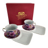 Porcelain set (170 ml) (2C3133) 2 cups + 2 saucers "Flowers" (h-6.5 cm, d-8.5 cm, saucer 21x12 cm)