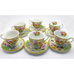 Porcelain service (6ZE1293) 6 cups + 6 saucers "Violets" (6 pieces per box)