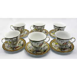 Porcelain service (6ZE89) 6 cups + 6 saucers "3 girls" (6 pieces per box)