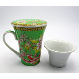 Чашка заварочная с ситом (240мл.)(UFC1101-3) "Фазаны" (h-11cм, d-8,5см)