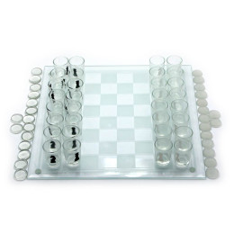 Game set (Chess with glasses, checkers, cards) (35x35x6.5 cm)