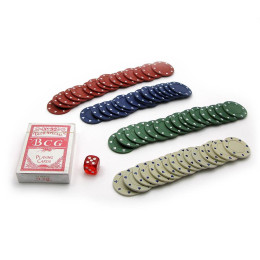 Poker set in a blister (deck of cards +60 chips) (12x32x5 cm) (chip weight 4 gr. d-39 mm)