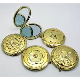 Cosmetic mirror with gold plating stones (in box + cover)