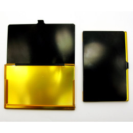 Визитница черно-золотая металл