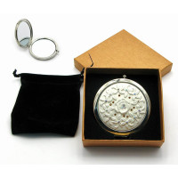 Дзеркальце косметичне з камінням "Срібло" (18530 B) (у коробці + чохол)