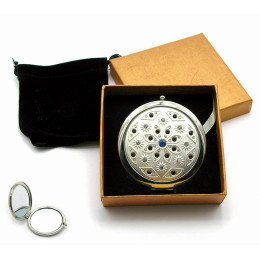Cosmetic mirror with stones "Silver" (18530 C)(in box + case)