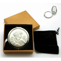 Дзеркальце косметичне з камінням "Срібло" (18530 E) (у коробці + чохол)