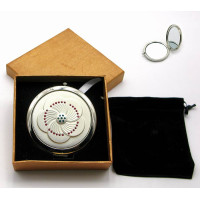 Дзеркальце косметичне з камінням "Срібло" (18530 F) (у коробці + чохол)