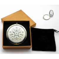 Дзеркальце косметичне з камінням "Срібло" (18530 H) (у коробці + чохол)