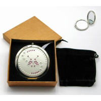 Зеркальце косметическое с камнями "Серебро" (18530 J)(в коробке + чехольчик)