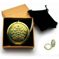 Cosmetic mirror with gold-plated stones (19373 E) (in a box + case)