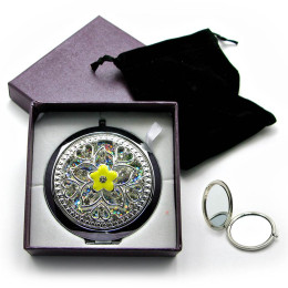 Cosmetic mirror "Pattern with stones" chrome 18568 A (in box + case)