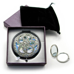 Cosmetic mirror "Pattern with stones" chrome 18568 B (in box + case)