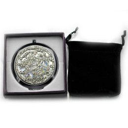 Cosmetic mirror "Pattern with stones" chrome 18568 D (in box + case)