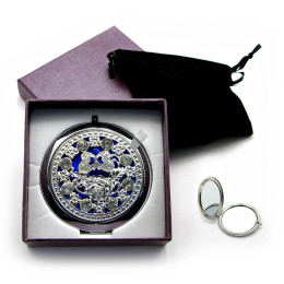 Cosmetic mirror "Pattern with stones" chrome (18568 F) (in box + case)