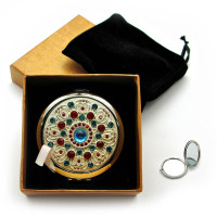 Зеркальце косметичне "Орнамент з камінням" 18584 P (у коробці + чохол)