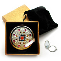 Зеркальце косметичне "Орнамент з камінням" 18584 Q (у коробці + чохол)