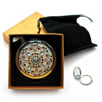 Зеркальце косметическое "Орнамент с камнями" 18584 S (в коробке + чехольчик)