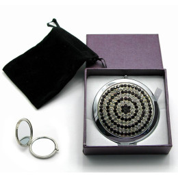 Cosmetic mirror "Rhinestones" chrome (18524 E) (in box + case)