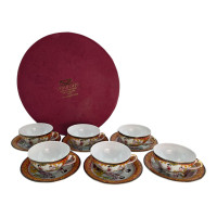 Round porcelain set (70 ml.) (6CCS112-1) 6 cups + 6 saucers "Girls" (h-4 cm, d-7.3 cm, saucer d 11 cm)