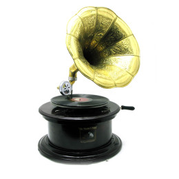 Грамофон "Антик" діючий, 78-швидкість (круглий, дерево) (63х36х36 см)