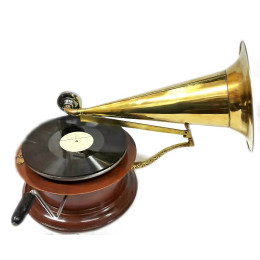 Грамофон "Антик" діючий, 78-швидкість (круглий, дерево) (63х36х36 см).