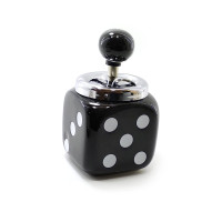 Ceramic ashtray with lid "Dice" black (13x10x10 cm)