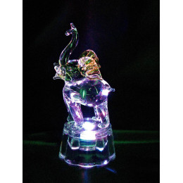 Crystal elephant with a ball and illumination (11x6.5x.6 cm)