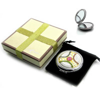 Зеркальце косметичне "Орнамент з камінням" (2) 19872 (у коробці + чохол)