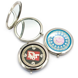 Cosmetic mirror "Dior" colored chrome (d-7cm) (19862) (in a box + case)