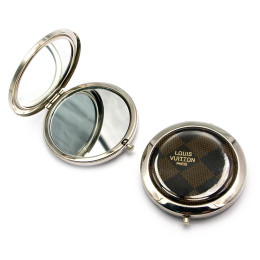 Cosmetic mirror with a pattern "LV" chrome (d-7 cm) (19869) (in a box + case)