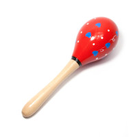 Wooden Maracas "Red with Hearts" (19 cm)