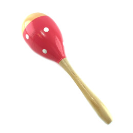 Wooden maracas pink with polka dots "Bee" (23x 6.4x 6.4 cm)