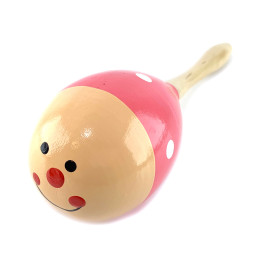 Wooden maracas pink with polka dots "Bee" (23x 6.4x 6.4 cm)