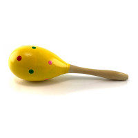 Maracas wooden yellow with polka dots (23x 6.4x 6.4 cm)