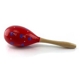 Wooden red maracas with hearts (23x 6.4x 6.4 cm)