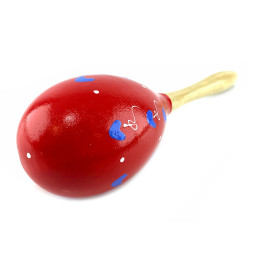 Wooden red maracas with hearts (23x 6.4x 6.4 cm)
