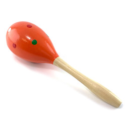 Wooden orange maracas with polka dots (23x 6.4x 6.4 cm)