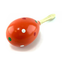 Wooden orange maracas with polka dots (23x 6.4x 6.4 cm)