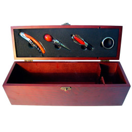 Футляр для бутылки с набором сомелье "Кожа"(36х11х12,5 см)