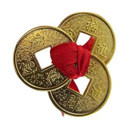 Coins (3 pcs) (2cm) in a purse gold red ribbon (100pcs/pack)
