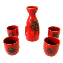 Сервиз для саке красный (4 персоны)