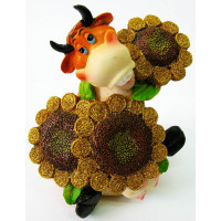 Cow with sunflowers piggy bank