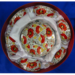 Сервіз круглий порцеляна (150 мл)(6SBS1043) 6 чашок+ 6 блюдець "Маки" (h-4,5см, d-9,5см d-блюдця-13,5см