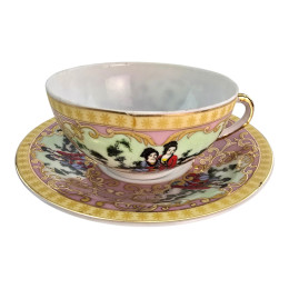 Round porcelain set (70 ml.) (6CCS108-8) "Pink" (h-4 cm, d-7.3 cm, saucer d 11 cm)