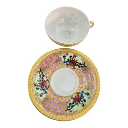 Round porcelain set (70 ml.) (6CCS108-8) "Pink" (h-4 cm, d-7.3 cm, saucer d 11 cm)