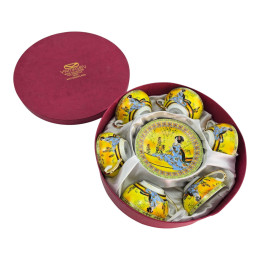 Round porcelain set (70 ml.) (6CCS141-4) 6 cups + 6 saucers "Yellow" (h-4 cm, d-7.3 cm, saucer d 11 cm)