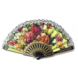 Веер кружевной черный (24 см)