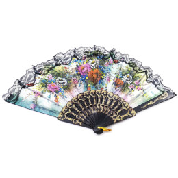 Віяло мереживне чорне (24 см)W